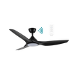 Black Sleek Martec Impact DC ceiling fan with WiFi, remote, and energy-saving LED light.