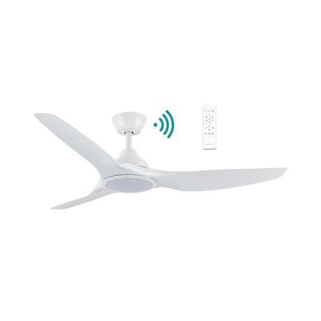 White Stylish DC ceiling fan with WiFi connectivity and LED light from Martec.