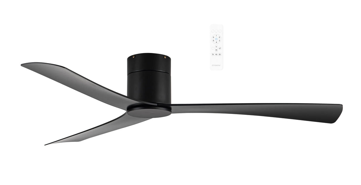 Black Adjustable speed smart ceiling fan Martec Metro DC 52 with WiFi remote