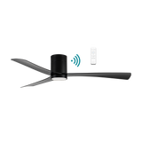 Black Sleek Martec Metro DC ceiling fan with energy-saving LED and WiFi features.
