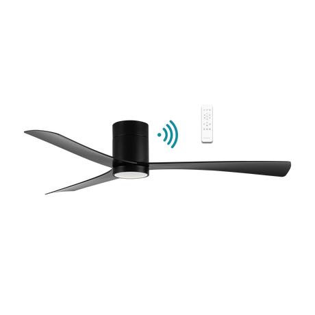 Black Sleek Martec Metro DC ceiling fan with energy-saving LED and WiFi features.