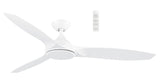 White Sleek and quiet Martec Newport DC ceiling fan for modern interiors with remote control on a white background