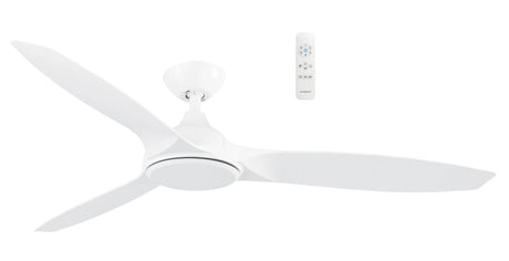 White Sleek and quiet Martec Newport DC ceiling fan for modern interiors with remote control on a white background
