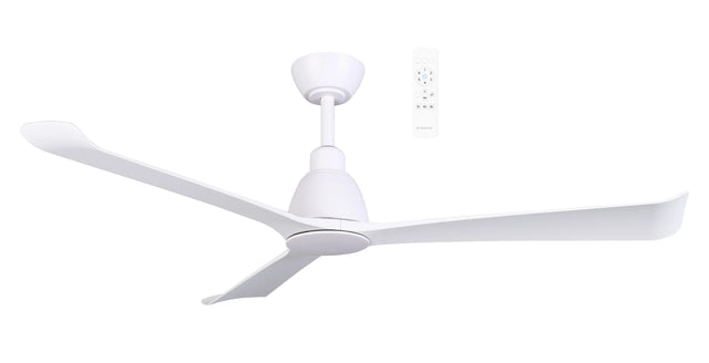 White Quiet and stylish DC ceiling fan with WiFi control by Martec Polo on a white background