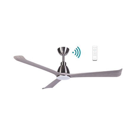 Sleek Martec Polo DC ceiling fan with WiFi, remote, and energy-saving LED light with remote control on a white background