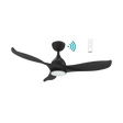 Sleek Martec Scorpion DC ceiling fan with WiFi, remote, and energy-saving LED light with remote control on a white background