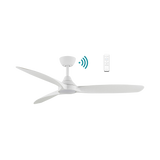 White Sleek and quiet Martec Seaforth 52 and 56 inch DC ceiling fan for indoor spaces.