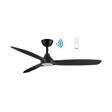 White Energy-saving DC motor ceiling fan by Martec Seaforth with LED and remote.