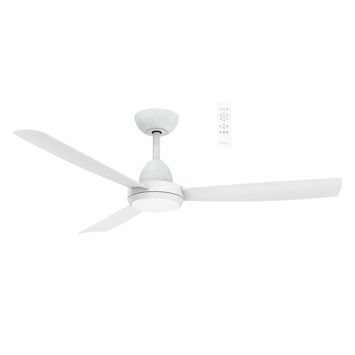 White Modern 48-inch Martec Zorro DC fan with LED light and remote operation