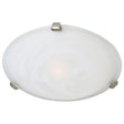 Modern 2 light ceiling lamp in brushed satin nickel finish on a white background