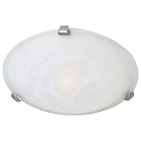 Modern 2 light ceiling lamp in brushed satin nickel finish on a white background