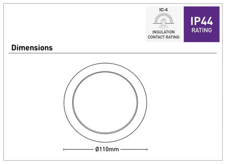 Dimension of a Stylish Mercator brush chrome trim for LED downlight fixture