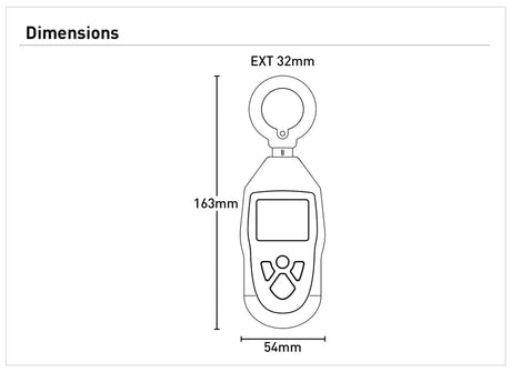 Dimension of A Mercator compact lux meter ideal for lighting professionals