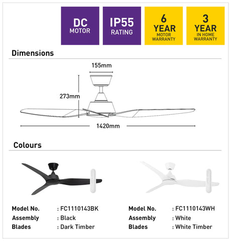 Mercator Guardian IP55 DC Ceiling Fan