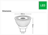 Dimension of a Dimmable MR16 LED globe by Mercator with warm white light