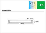 Dimension of a Energy-efficient 28W LED CCT batten light by Mercator