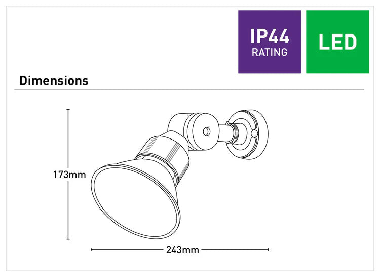 Dimension of Raiden PAR38 Mercator energy-efficient LED flood lamp