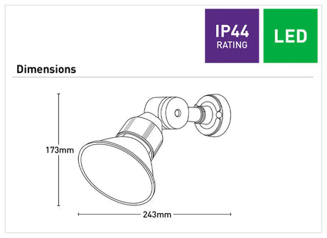Dimension of Raiden PAR38 Mercator energy-efficient LED flood lamp