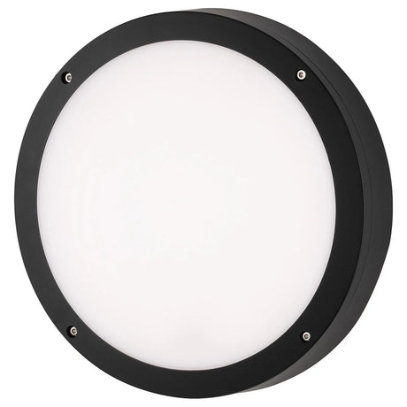Weatherproof Mercator Zion II LED bulkhead for garden or patio on white background
