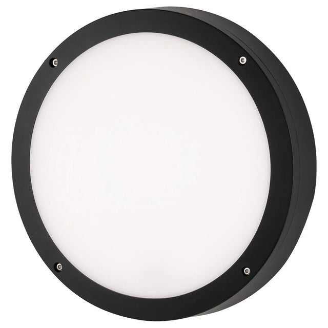 Weatherproof Mercator Zion II LED bulkhead for garden or patio on white background
