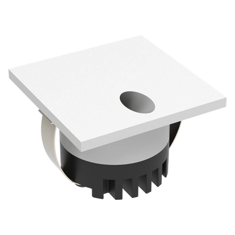 Domus Aura 24V square 3W LED trio IP20 white steplight with a central hole on a white background