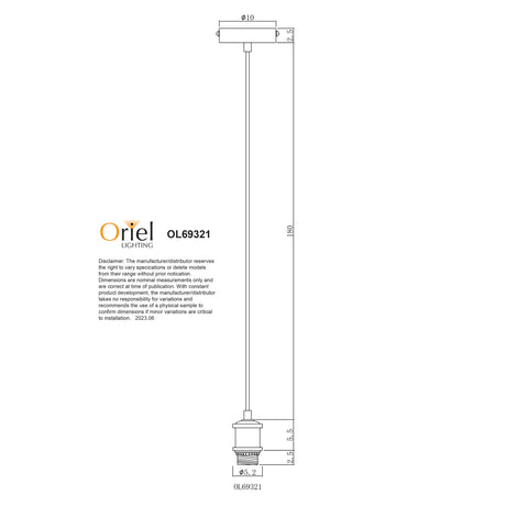 Oriel Albany Cord 180cm Vintage Cloth Cord Suspension Oil Rubbed Bronze