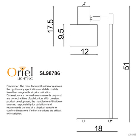 Oriel Ari Mid-Century Task Lamp Black