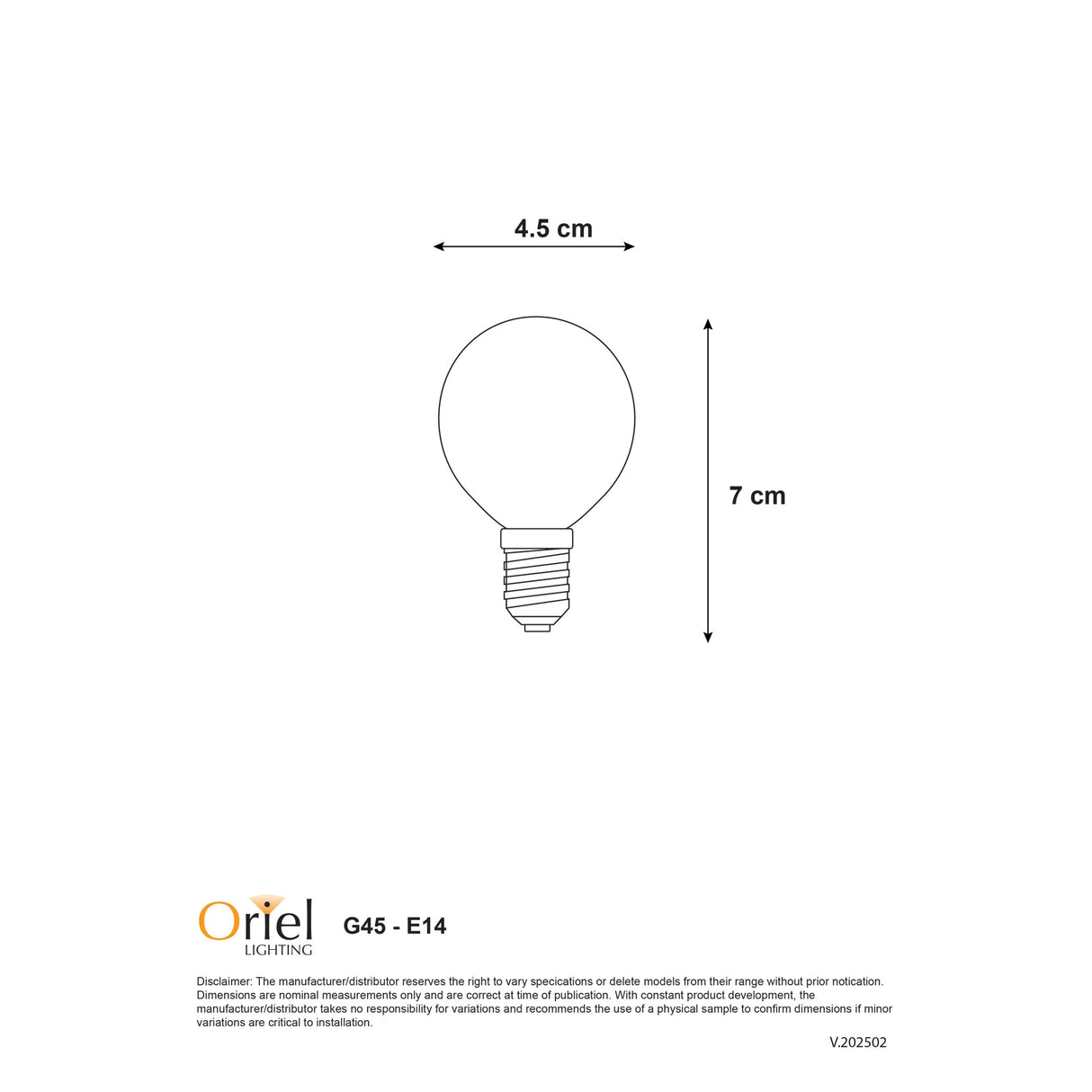 Oriel Lighting Filament Led G45 2W E14 2700K Dimmable