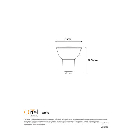 Oriel Lighting Led Gu10 5W 4000K 38Degree