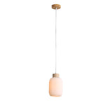 Oriel Lighting BOLLI 130 Real Timber & Opal Glass Pendant