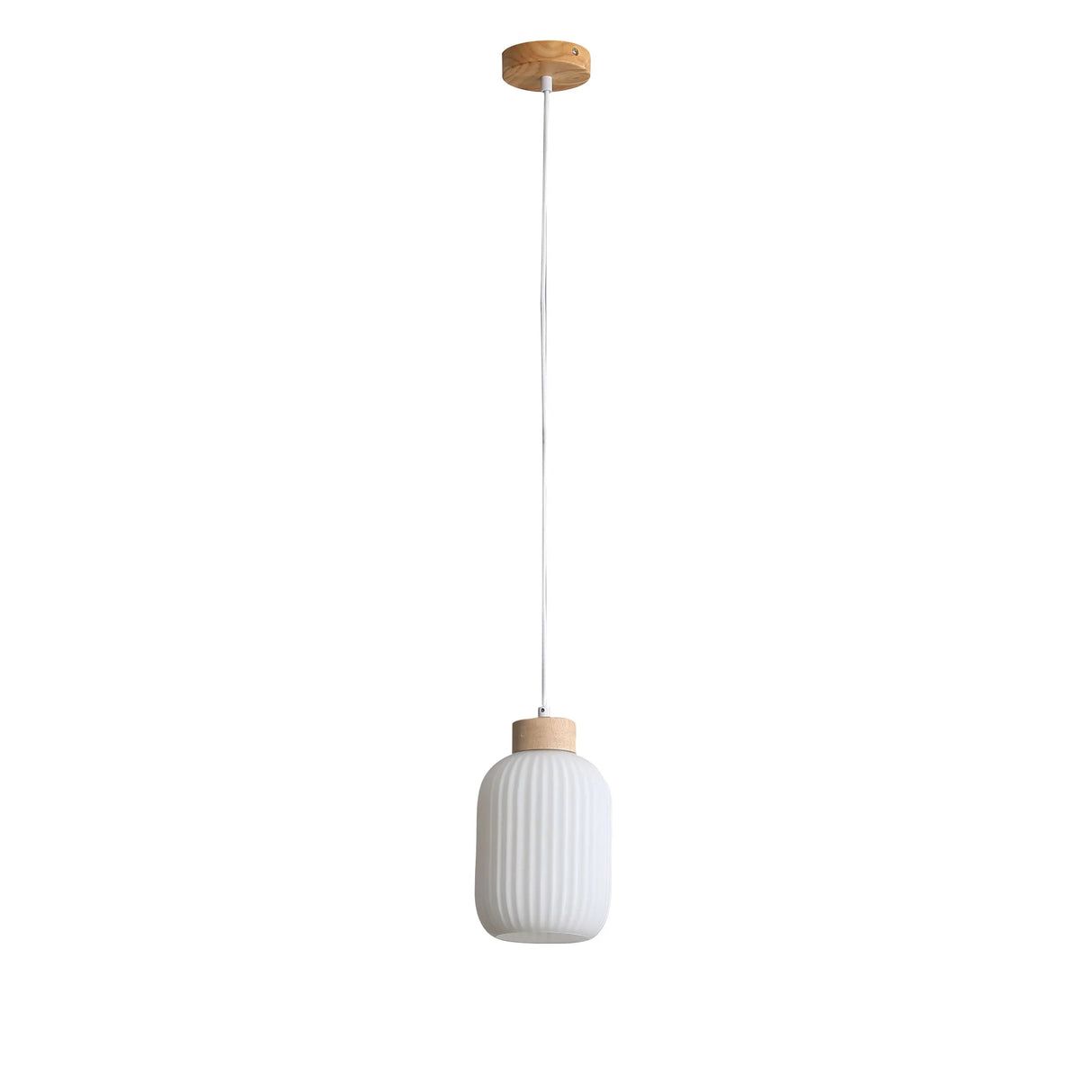 Oriel Lighting BOLLI 130 Real Timber & Opal Glass Pendant