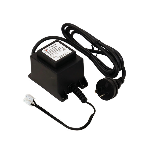 Black Weatherproof DIY transformer for Oriel garden lighting setups with cable on a white background