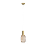 Oriel Lighting Luxe.130 Amber Ribbed Glass Pendant