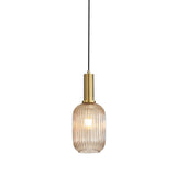 Oriel Lighting Luxe.130 Amber Ribbed Glass Pendant