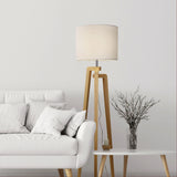 Oriel Lund Complete Scandi Timber Tripod Floor Lamp
