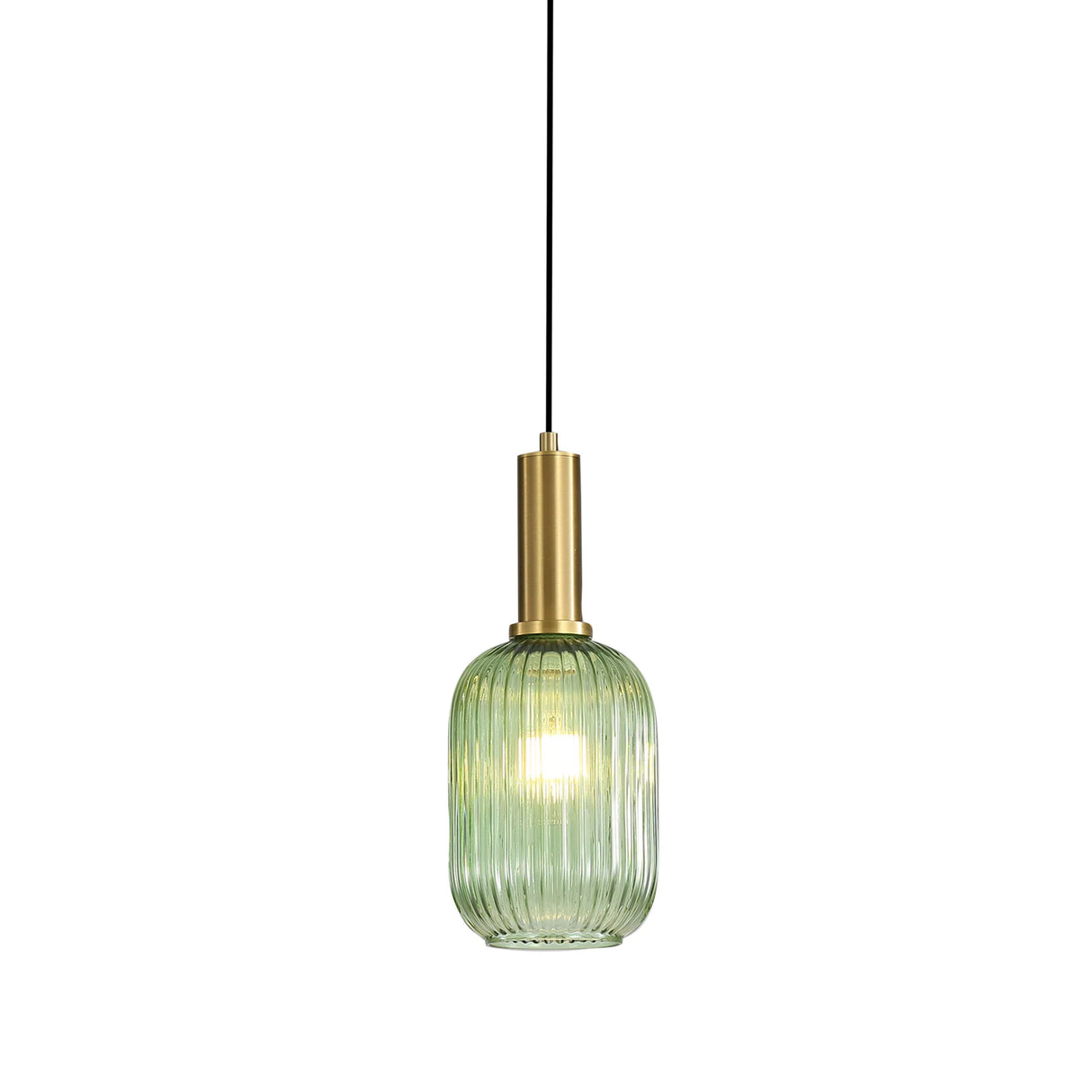 Oriel Lighting Luxe.130 Green Ribbed Glass Pendant