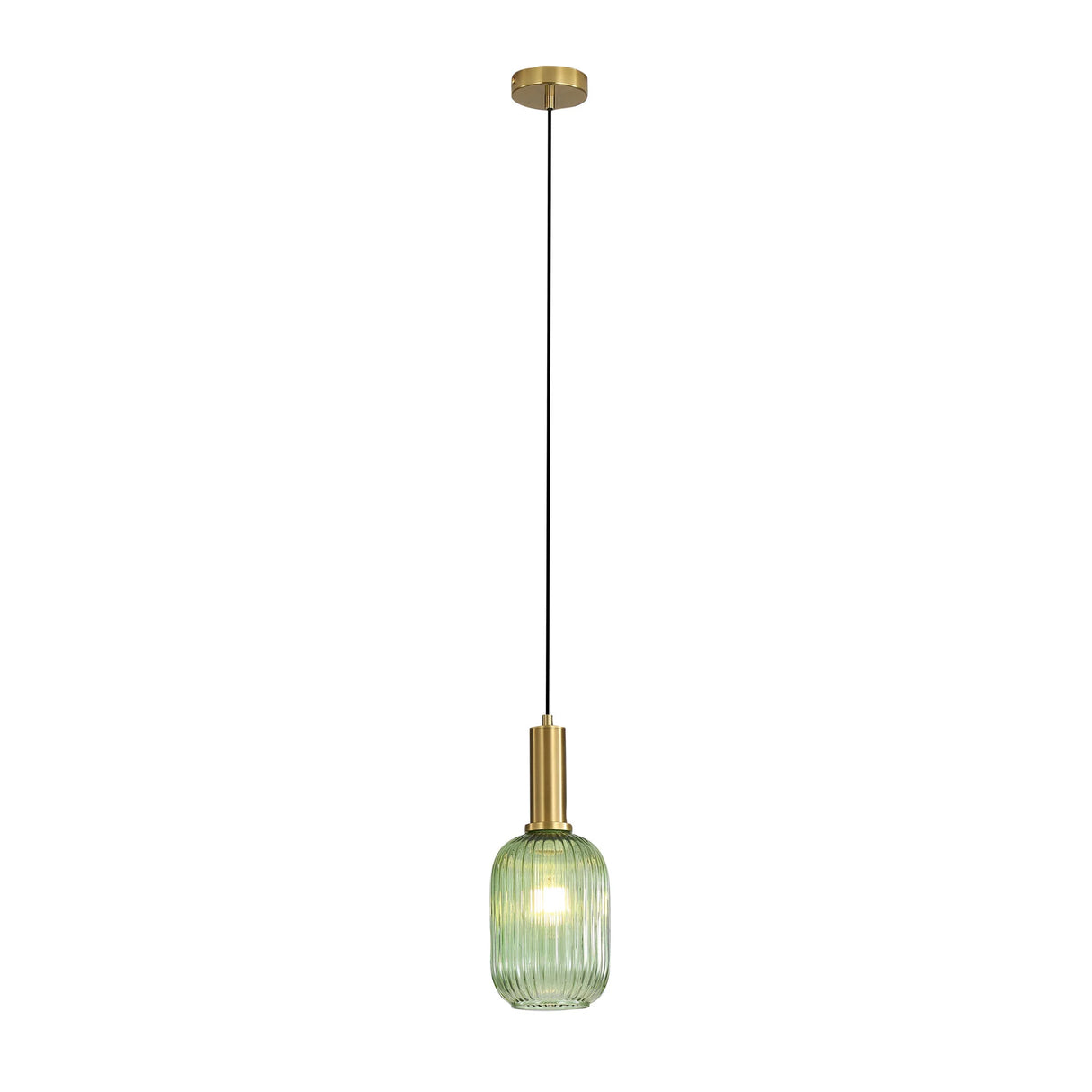 Oriel Lighting Luxe.130 Green Ribbed Glass Pendant