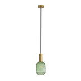 Oriel Lighting Luxe.130 Green Ribbed Glass Pendant