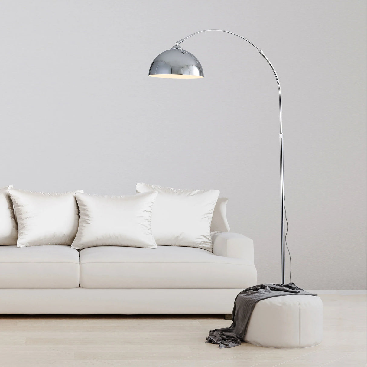 Oriel Marmo Chrome Arc Floor Lamp with Marble Base