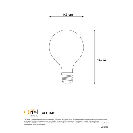 Oriel Lighting Matt Opal Filament Led G95 4W 2700K E27