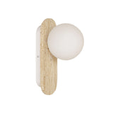 Oriel Ping G9 Travertine Decorative Opal Glass Wall Light