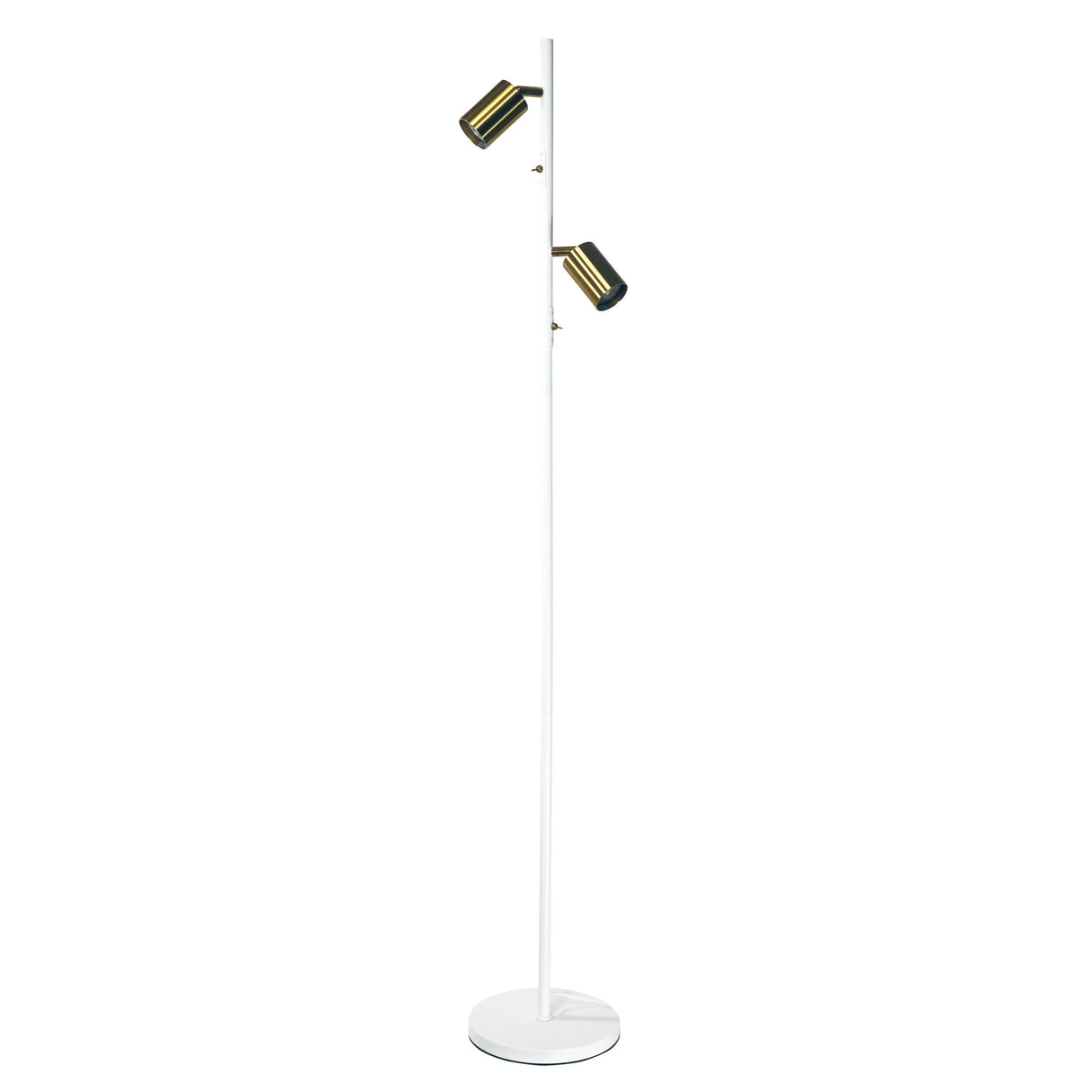 Oriel Ponte Adjustable Twin Floor Lamp White and Satin Brass
