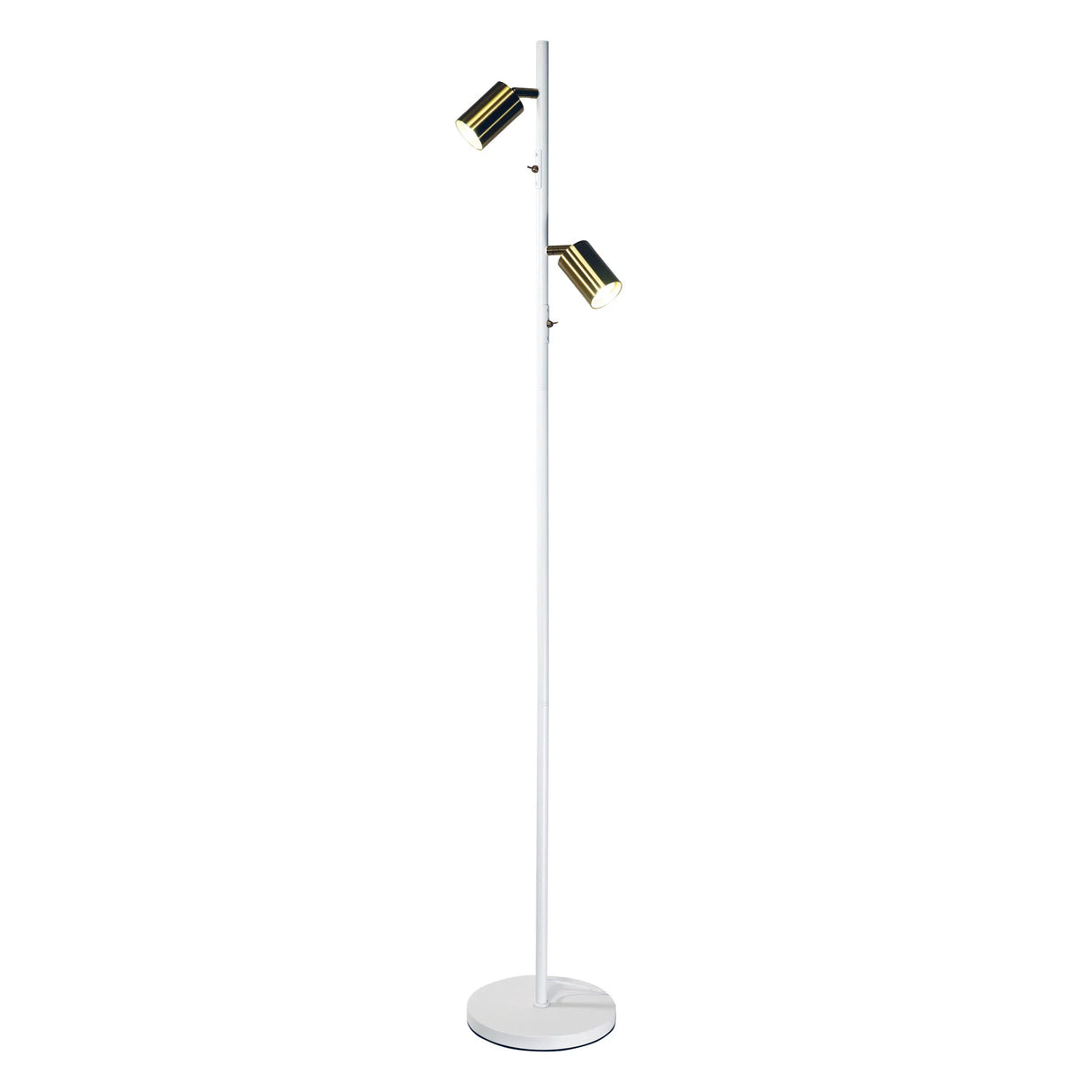Oriel Ponte Adjustable Twin Floor Lamp White and Satin Brass