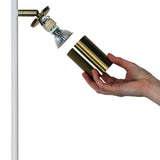 Oriel Ponte Adjustable Twin Floor Lamp White and Satin Brass