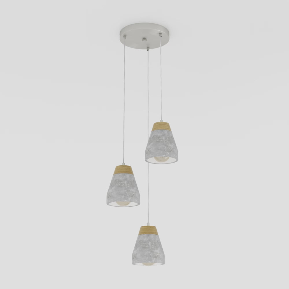 Industrial style concrete and wood hanging lamp by Eglo