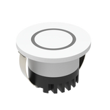 Domus Aura 24V round 3W LED trio IP20 white steplight with white top and black base on a white background