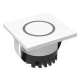 Energy-efficient Domus Aura 3W LED trio white steplight IP20 rated with white cover and black base on a white background