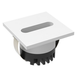 Domus Aura 24V LED trio steplight for indoor step lighting with a central slot on a white background