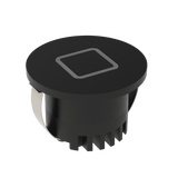 Black Modern Domus Aura 3W LED trio square black steplight for interiors with a square indentation on a white background