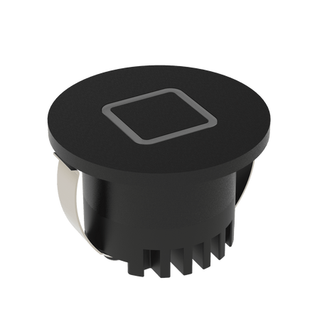 Black Modern Domus Aura 3W LED trio square black steplight for interiors with a square indentation on a white background